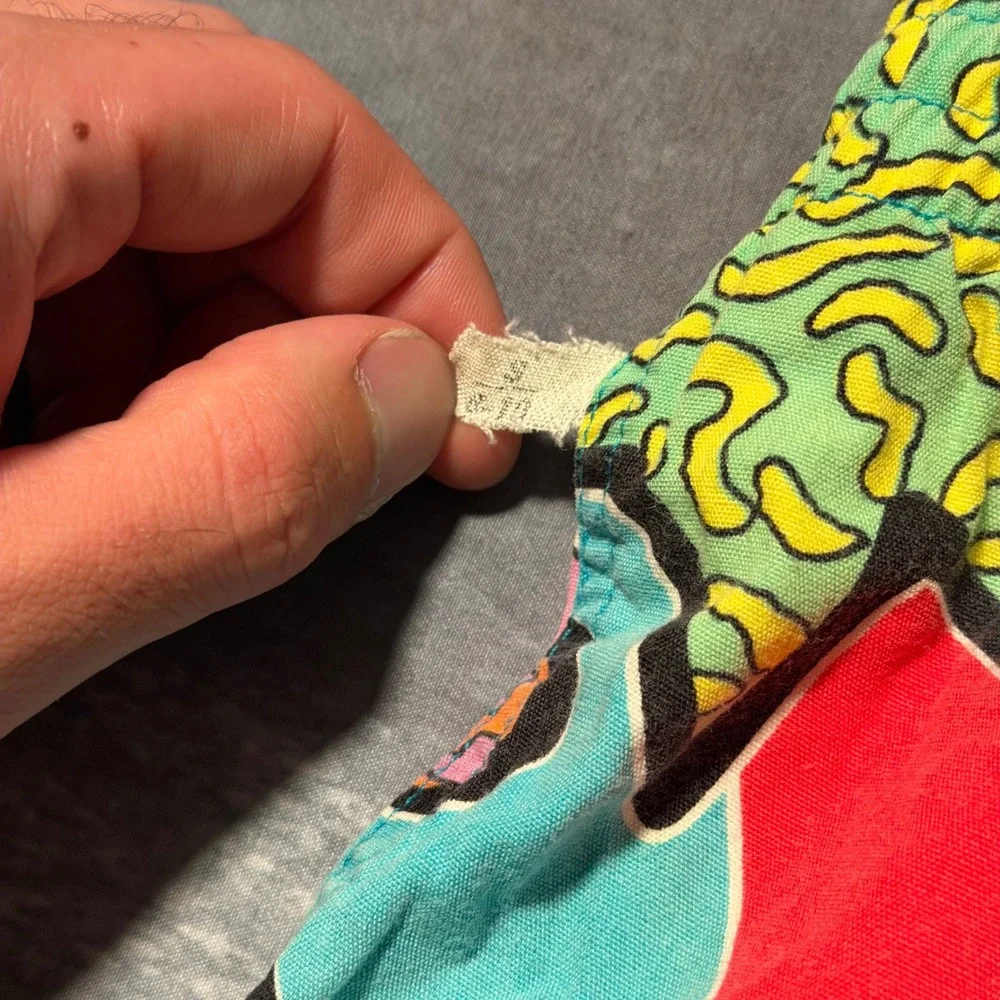 VTG Morey Boogie Kids S Swim Shorts 90s Abstract Neon Geometric Surf Trunks AOP